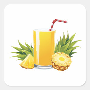 Pegatina Cuadrada cóctel Piña Colada