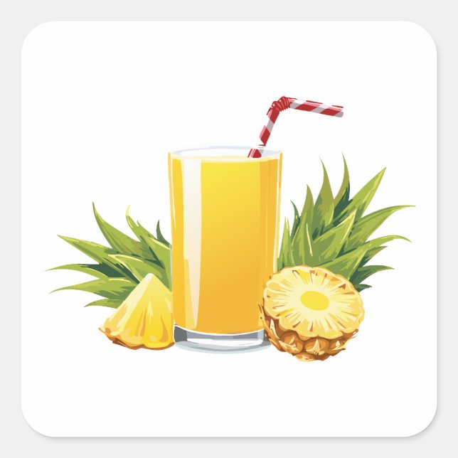 Pegatina Cuadrada cóctel Piña Colada (Anverso)