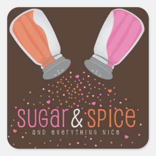 Pegatina Cuadrada Coctelera Baby Shower del azúcar y de la especia