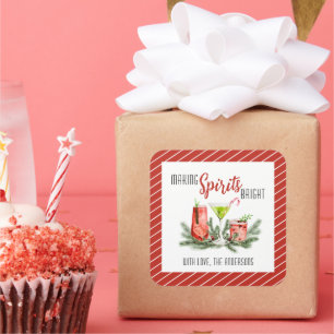 Pegatina Cuadrada Cócteles festivos para alegrar el espíritu navideñ