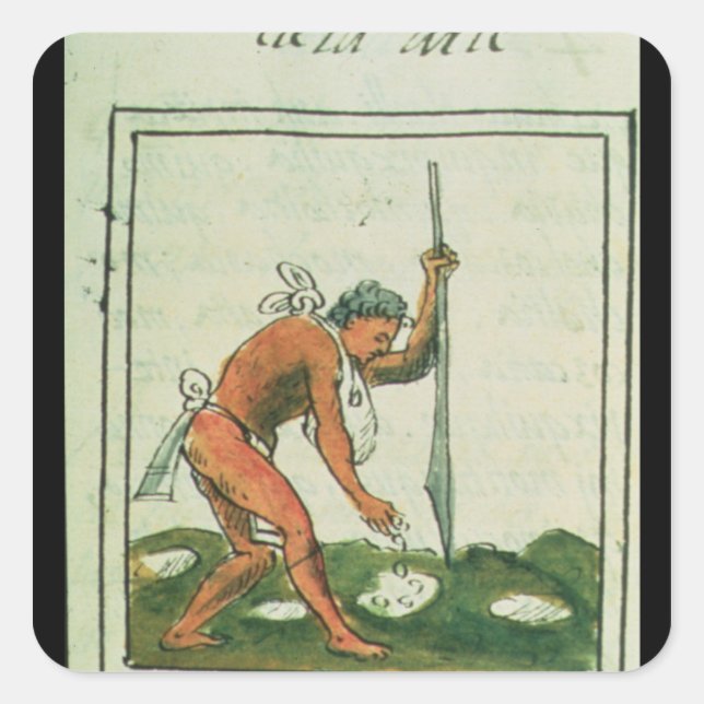 Pegatina Cuadrada Codex florentino' de Bernardino de Sahagun (Anverso)