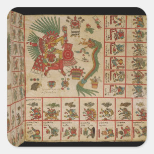 Pegatina Cuadrada Códice Azteca Borbonicus