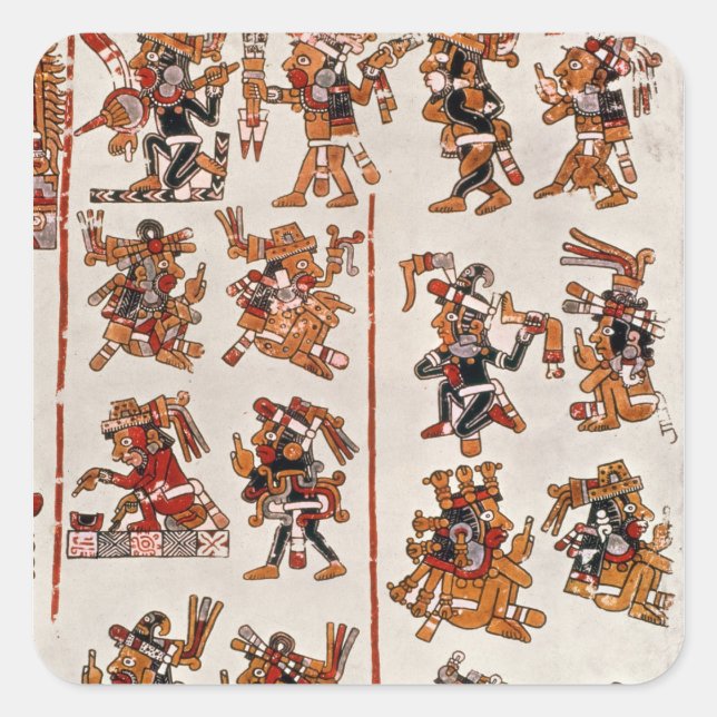 Pegatina Cuadrada Códice mexicano (Anverso)