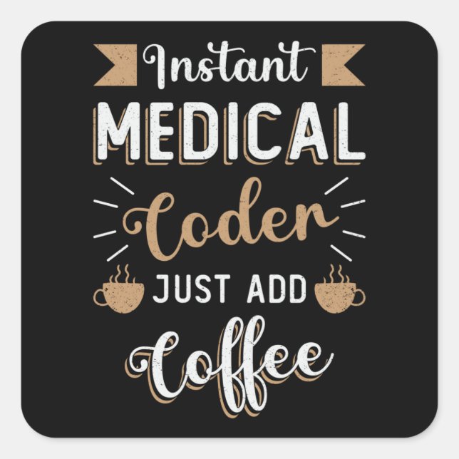 Pegatina Cuadrada Codificación de café de código médico instantáneo  (Anverso)