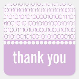 Pegatina Cuadrada Código binario de Moda Geek Gracias Pegatinas, Púr