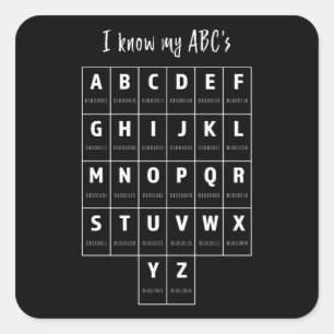 Pegatina Cuadrada Código binario Programación de alfabetos ABC
