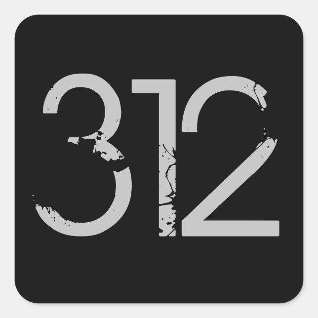 Pegatina Cuadrada Código de área 312 (Chicago) (Anverso)