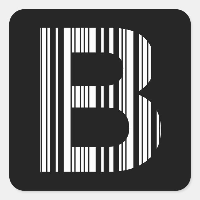 Pegatina Cuadrada CÓDIGO DE BARRAS DE LA LETRA B Patrón de código de (Anverso)
