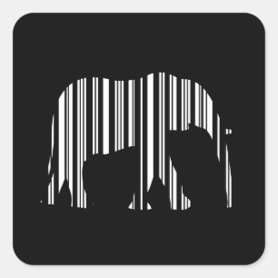 Pegatina Cuadrada CÓDIGO DE BARRAS ELEFANTE Diseño de Patrón de Códi