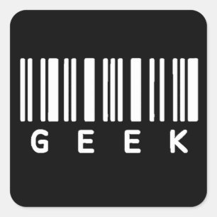 Pegatina Cuadrada Código de barras geek