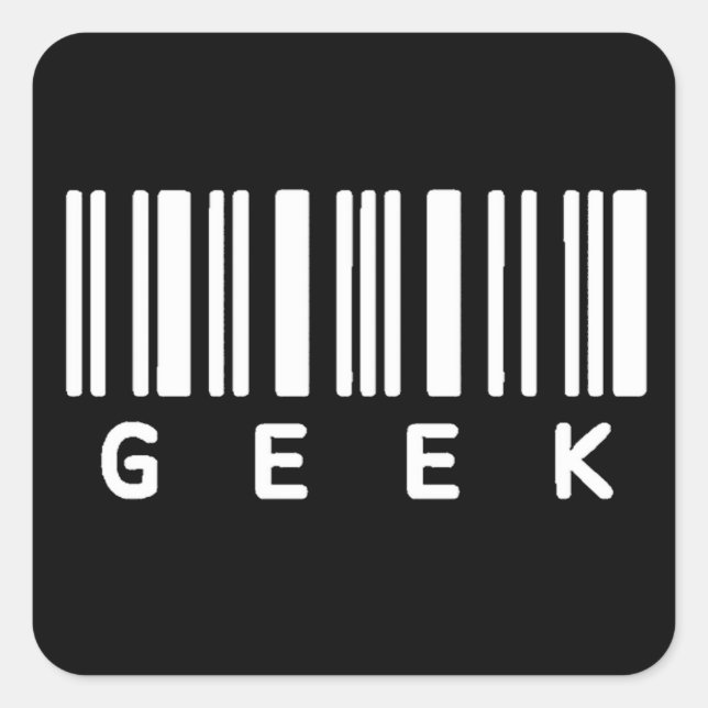 Pegatina Cuadrada Código de barras geek (Anverso)