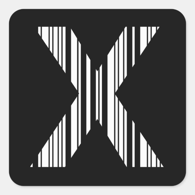 Pegatina Cuadrada CÓDIGO DE BARRAS LETRA X Patrón de código de barra (Anverso)