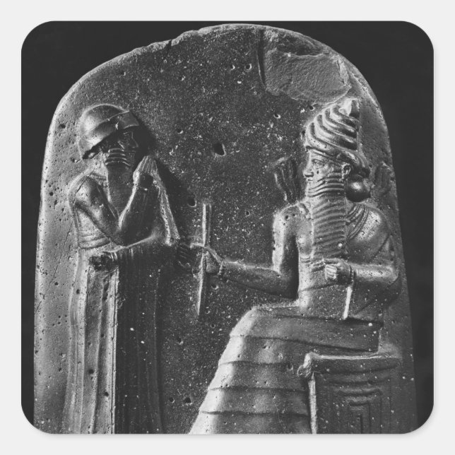 Pegatina Cuadrada Código de Hammurabi, arriba del estele (Anverso)