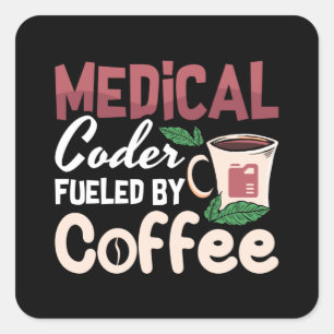 Pegatina Cuadrada Código Médico Alimentado Por Un Programador De Caz