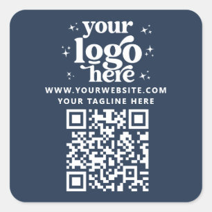 Pegatina Cuadrada Código QR Añadir tu logotipo promocional marca com