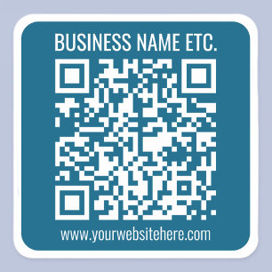 Pegatina Cuadrada Código QR azul océano editable