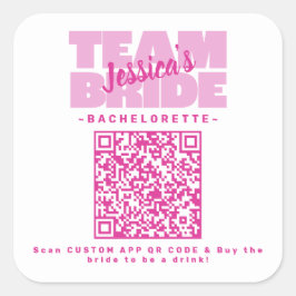 Pegatina Cuadrada Código QR Bachelorette Party Comprar Bebida Equipo