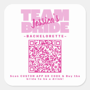Pegatina Cuadrada Código QR Bachelorette Party Comprar Bebida Equipo