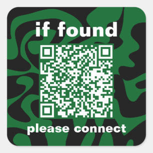Pegatina Cuadrada Código QR bosque verde divertido perdido encontrad