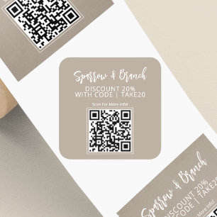 Pegatina Cuadrada Código QR Cupón de descuento escaneable