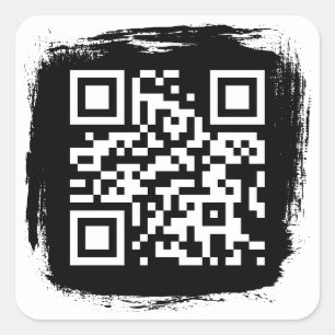 Pegatina Cuadrada Código QR de borde grunge en blanco y negro