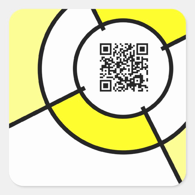 Pegatina Cuadrada código QR de bullseye amarillo (Anverso)