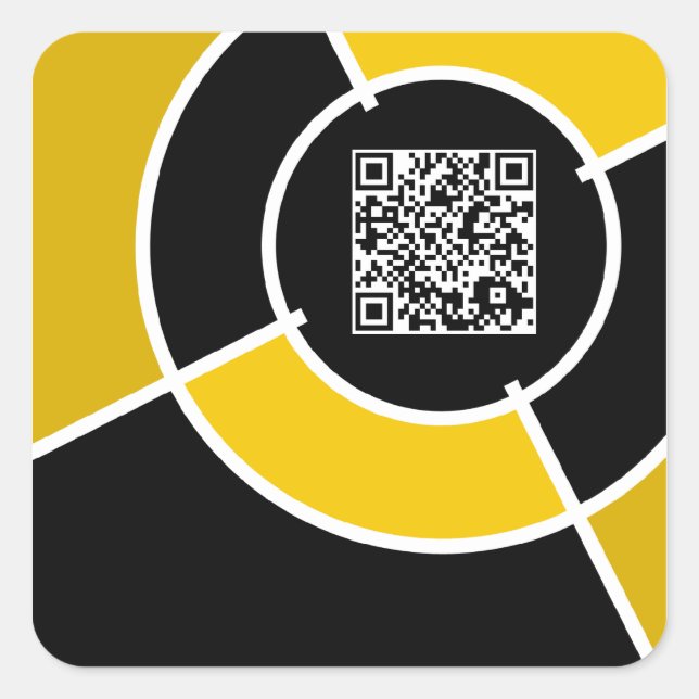 Pegatina Cuadrada código QR de bullseye de naranja (Anverso)