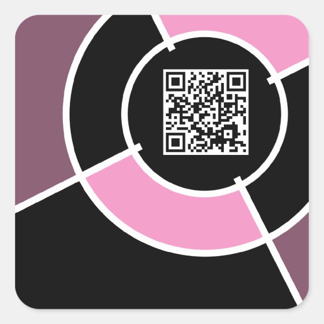Pegatina Cuadrada código QR de bullseye rosa (Anverso)