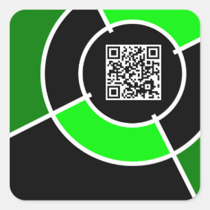Pegatina Cuadrada código QR de bullseye verde