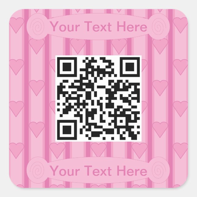 Pegatina Cuadrada Código QR de Corazón Divertido y Elegante (Anverso)