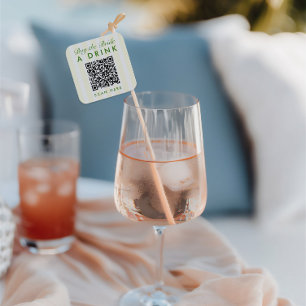 Pegatina Cuadrada Código QR de Despedida de Soltera Amarillo Vintage