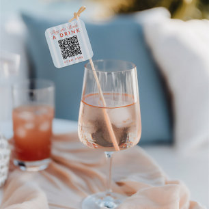 Pegatina Cuadrada Código QR de Despedida de Soltera Retro Moderno Az
