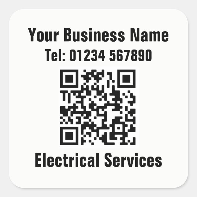Pegatina Cuadrada Código QR de Electrician Electrical Services (Anverso)