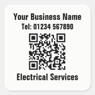 Pegatina Cuadrada Código QR de Electrician Electrical Services