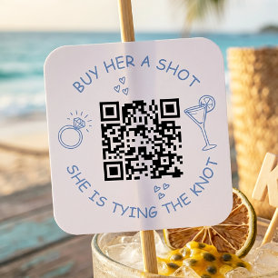 Pegatina Cuadrada Código QR de Fiesta de Despedida de Soltera: Compr