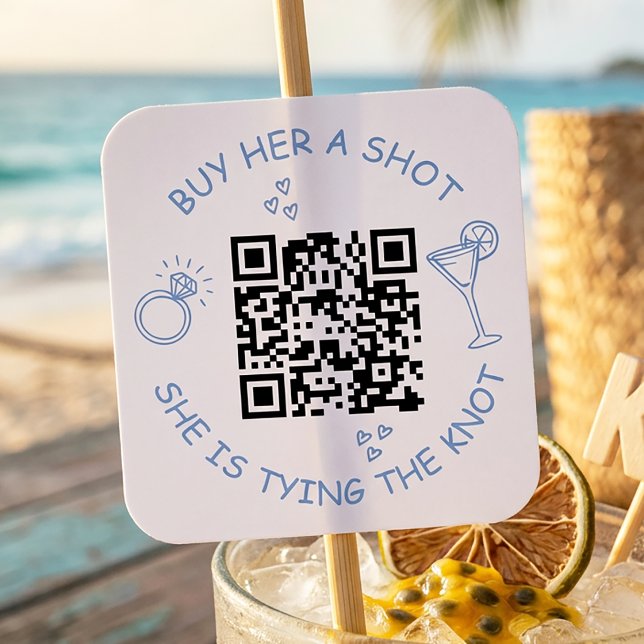 Pegatina Cuadrada Código QR de Fiesta de Despedida de Soltera: Compr (Subido por el creador)