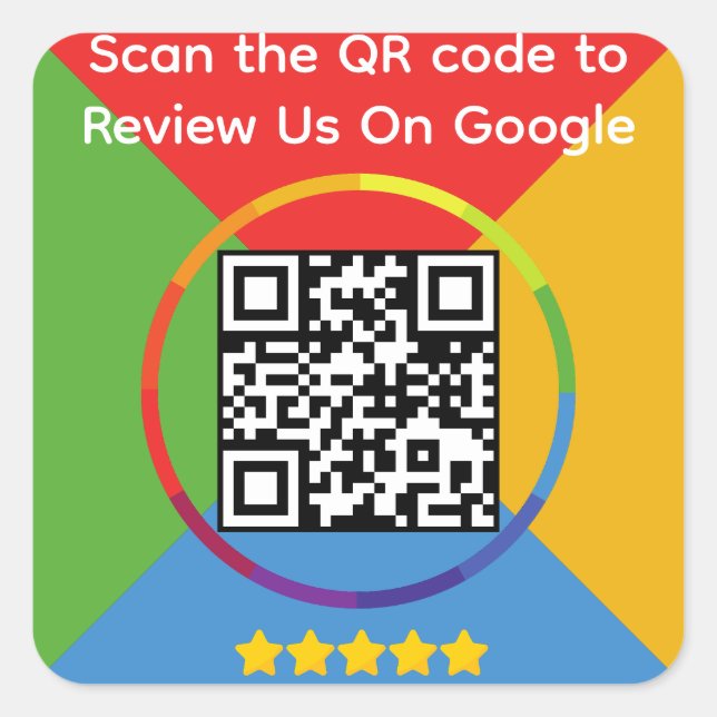 Pegatina Cuadrada Código QR de Google Review (Anverso)