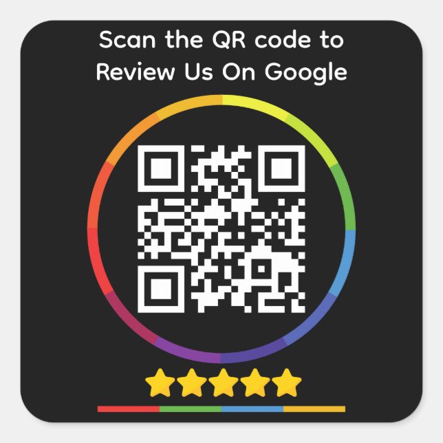 Pegatina Cuadrada Código QR de Google Review (Anverso)