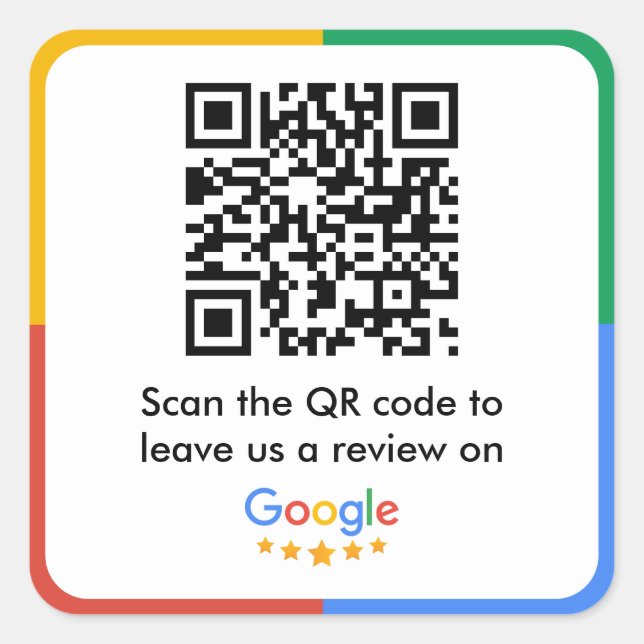 Pegatina Cuadrada Código QR de Google Review Link (Anverso)