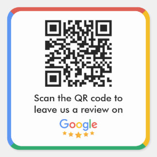 Pegatina Cuadrada Código QR de Google Review Link