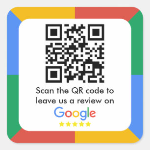 Pegatina Cuadrada Código QR de Google Review Link
