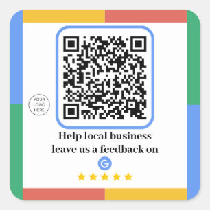 Pegatina Cuadrada Código QR de Google Review Link   Repaso a Google