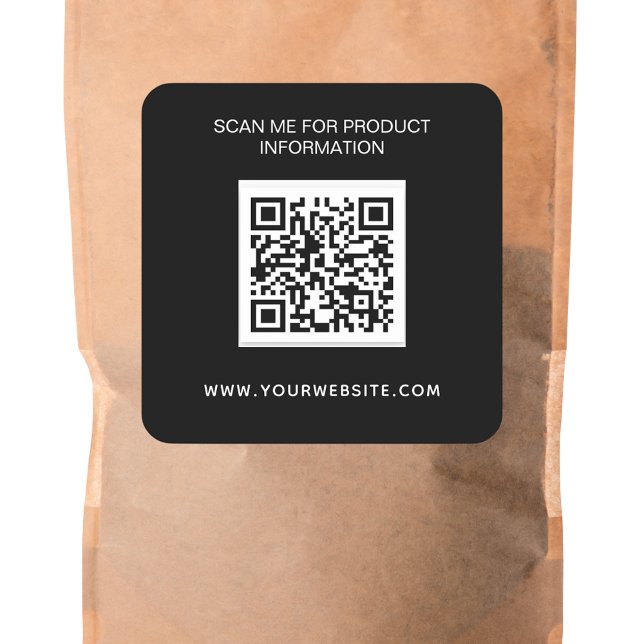 Pegatina Cuadrada Código qr de información comercial en blanco negro (Subido por el creador)