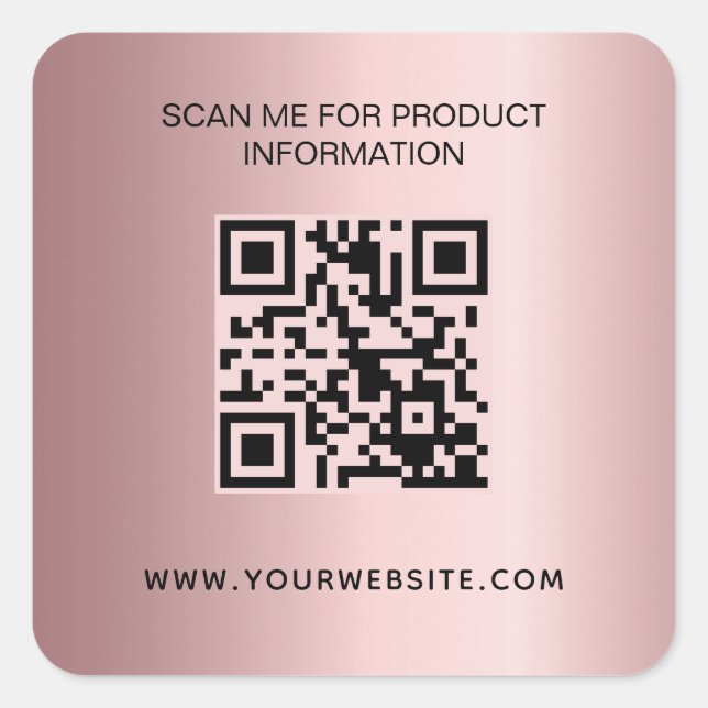 Pegatina Cuadrada Código qr de información comercial rosa sonrojado (Anverso)