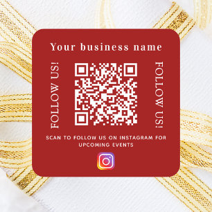 Pegatina Cuadrada Código qr de Instagram de negocio rojo