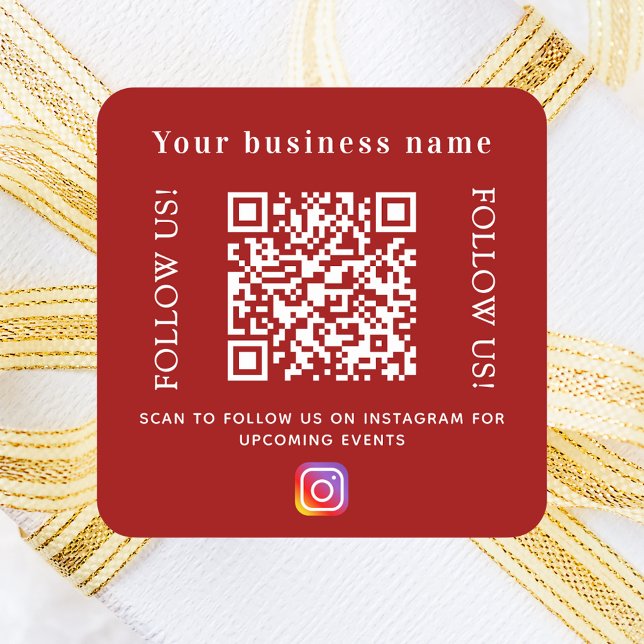 Pegatina Cuadrada Código qr de Instagram de negocio rojo (Subido por el creador)