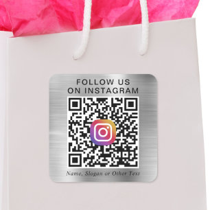Pegatina Cuadrada Código QR de Instagram para Seguirnos en Plata Pro