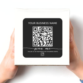 Pegatina Cuadrada Código QR de Instagram y texto personalizado