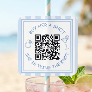 Pegatina Cuadrada Código QR de la fiesta de despedida de soltera par