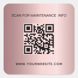 Pegatina Cuadrada Código qr de mantenimiento de negocio rosa sonroja